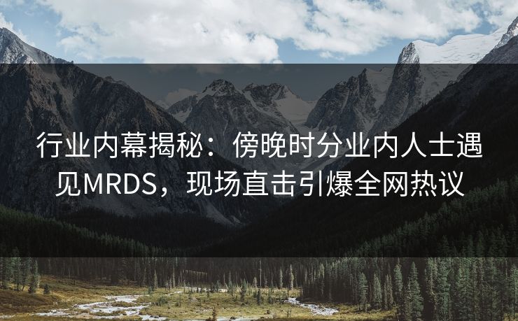 行业内幕揭秘：傍晚时分业内人士遇见MRDS，现场直击引爆全网热议
