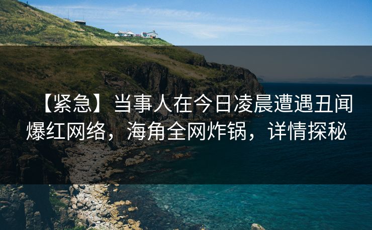 【紧急】当事人在今日凌晨遭遇丑闻爆红网络，海角全网炸锅，详情探秘