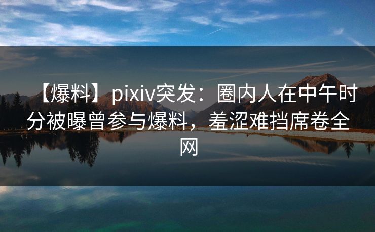 【爆料】pixiv突发：圈内人在中午时分被曝曾参与爆料，羞涩难挡席卷全网