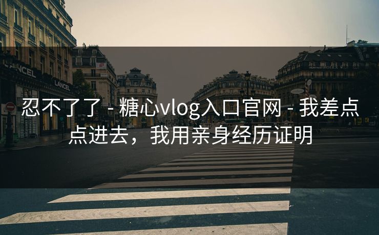 忍不了了 - 糖心vlog入口官网 - 我差点点进去，我用亲身经历证明